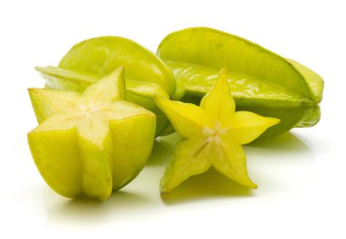 Beyaz adam izole iki carambola iki yarısı