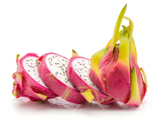 Fruto Dragón Rodajas Pitaya Pitahaya Aislado Sobre Fondo Blanco Uno —  Fotos de Stock