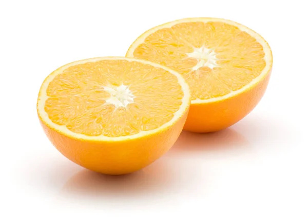 Two Orange Halves Isolated White Background Cross Sectio — Stock Photo, Image