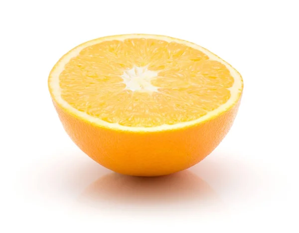 One Orange Half Isolated White Background Cross Sectio — Stock Photo, Image