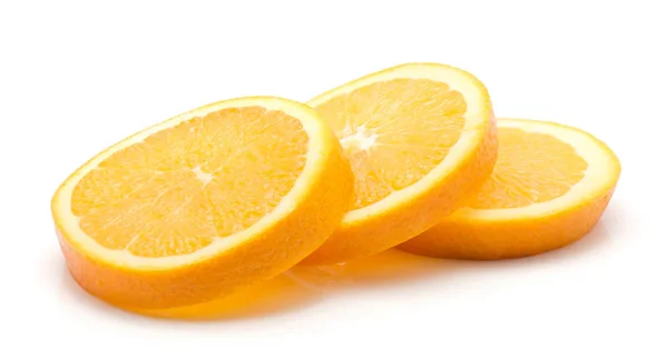 Nakrájené Tři Výseče Oranžové Izolované Bílém Pozadí — Stock fotografie
