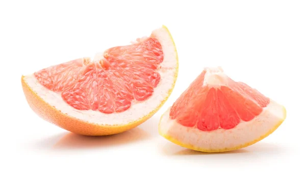 Una Rodaja Pomelo Rojo Una Pieza Aislada Sobre Fondo Blanco —  Fotos de Stock