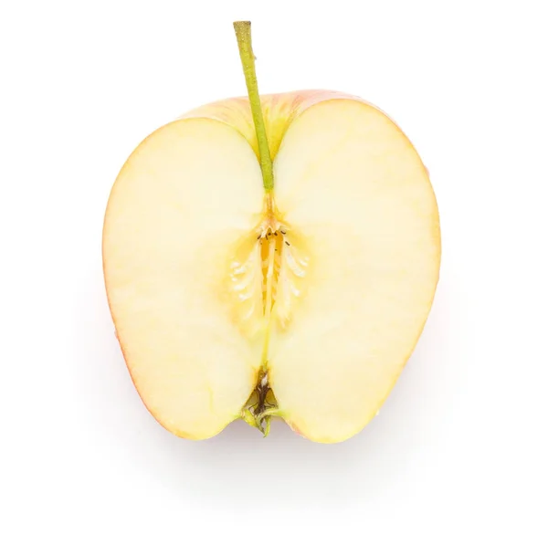 Одне Яблуко Половина Евеліна Різноманітність Ізольовані Білому Тлі Вершині Переглянути — стокове фото