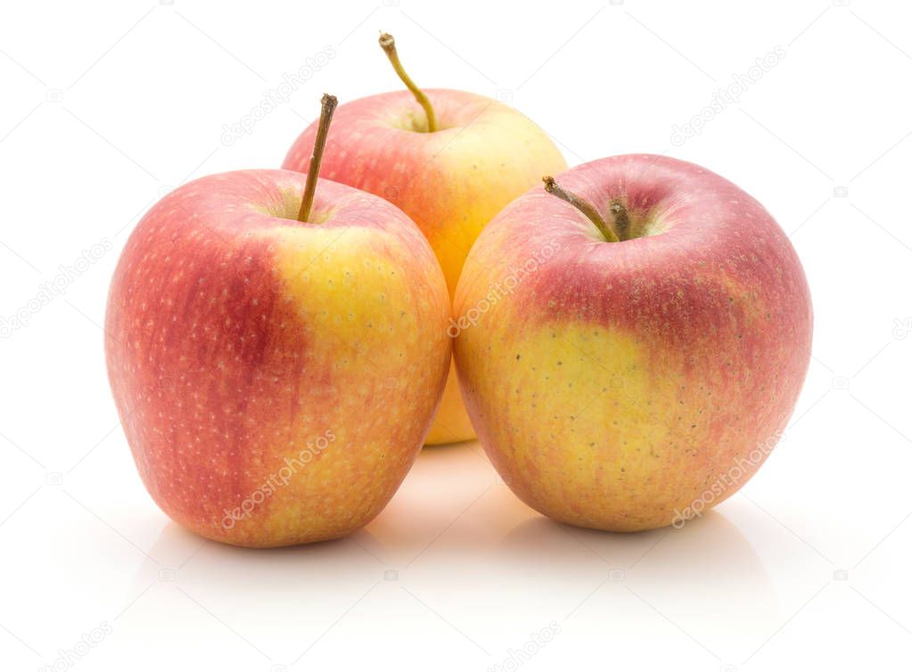 Three apples (Evelina variety) isolated on white backgroun