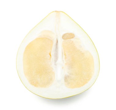 Üstten Görünüm pamelo yarısı beyaz arka plan üzerinde bir _Böl izole