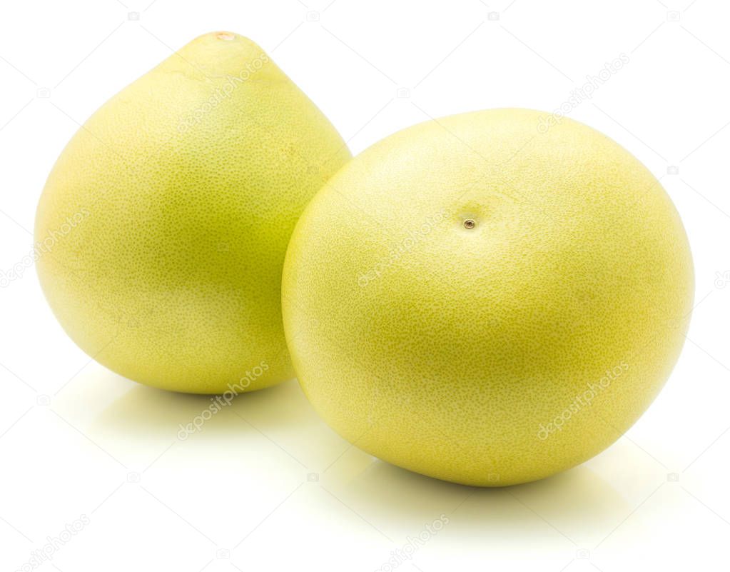 Two yellow pamelo isolated on white backgroun