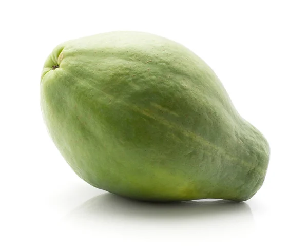 Green Papaya Pawpaw Papaw Isolated White Background One Whol — Stock Photo, Image