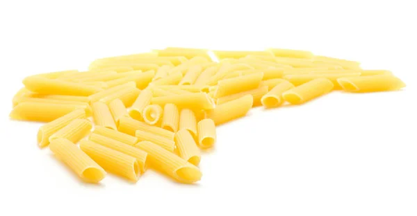 Penne Rigate Isolated White Background Lot Dry Raw Pasta Stac — Stock Photo, Image