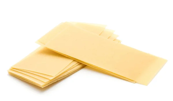 Lasagne Raw Dry Two Sheet Stacks Isolated White Backgroun — Stock Photo, Image