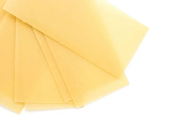 Lasagne Raw Sheets Folded Fan Isolated White Backgroun — Stock Photo, Image