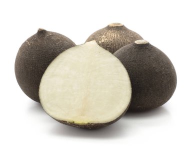 Turp üç ampuller bir yarı izole beyaz adam üzerinde siyah