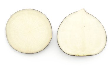 Siyah turp tamamlayan bir üstten görünüm üzerinde beyaz adam izole karşılaştırmak