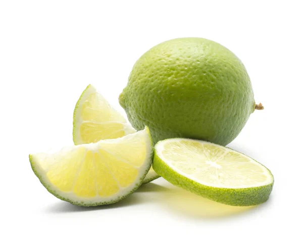 Limes Set Geïsoleerd Een Witte Achtergrond Één Geheel Één Gesneden — Stockfoto