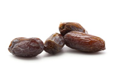 Dört Tarih meyve Medjool beyaz adam izole