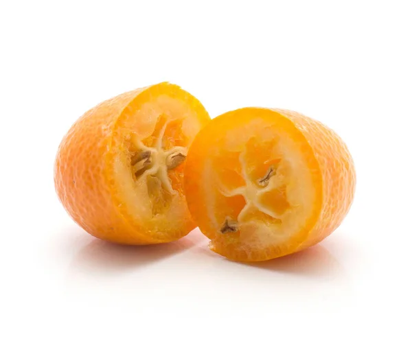Kumquat Cut Half Isolated White Background Two Halve — Stock Photo, Image