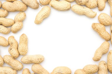 Unshelled fıstık beyaz adam izole görünümü top