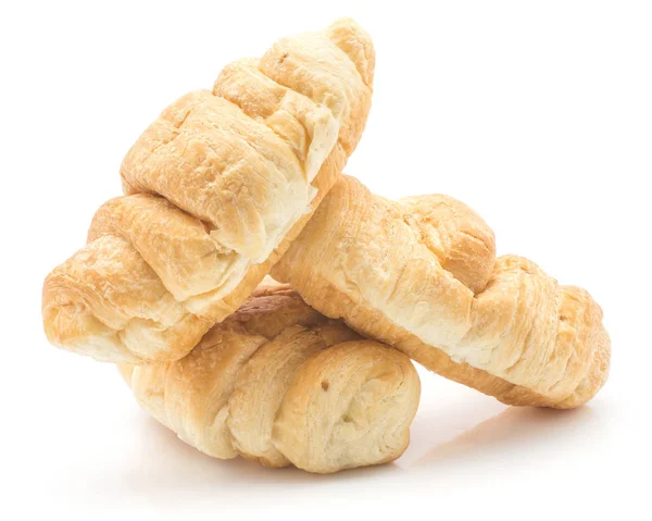 Drie Croissants Cornetto Reeks Geïsoleerd Een Witte Pagina — Stockfoto