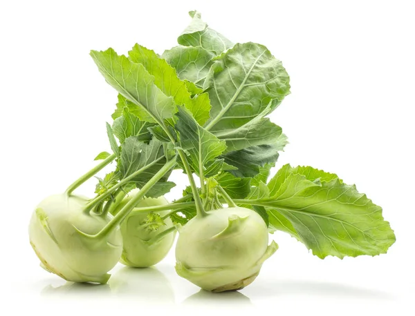 Kohlrabi Nabo Alemão Repolho Nabo Isolado Fundo Branco Três Bulbos — Fotografia de Stock