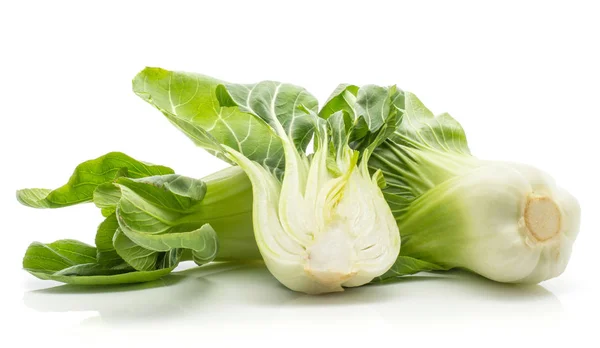 Jeden Bok Choy Pak Choi Zelí Jednu Sekci Kterou Polovinu — Stock fotografie