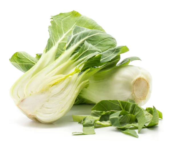 Jeden Kapusta Bok Choy Pak Choi Świeżych Cięte Połowę Posiekanych — Zdjęcie stockowe