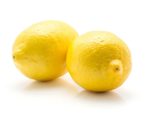 Två Citroner Isolerad Vit Bakgrund Gul Rip — Stockfoto