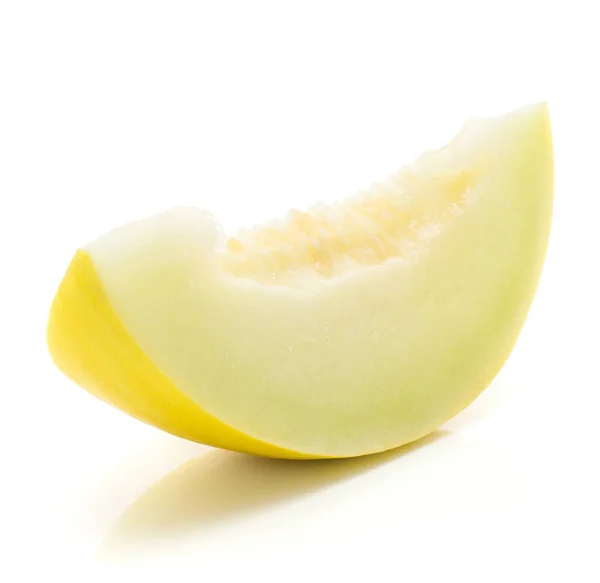 One Yellow Honeydew Melon Slice Isolated White Background Seed — Stock Photo, Image