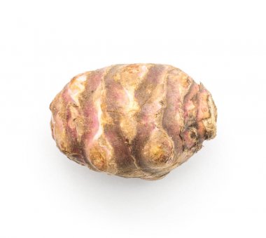  Beyaz arka plan üzerinde tatlı net topinambu izole elması bir yumru Üstten Görünüm