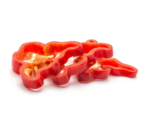 Habanero Red Chili Gehakt Segmenten Geïsoleerd Een Witte Achtergrond Hete — Stockfoto