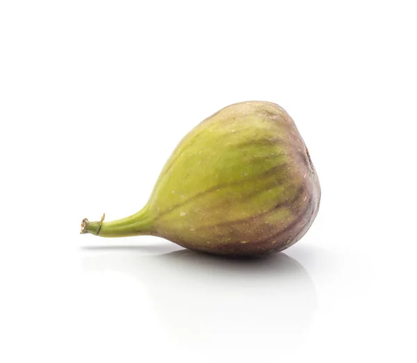 Een Paarse Groene Fig Geïsoleerd Een Witte Achtergrond Rijp Fres — Stockfoto