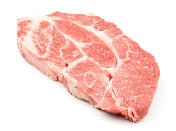 Carne Crua Pescoço Porco Cortada Isolada Fundo Branco Fresca Uma — Fotografia de Stock