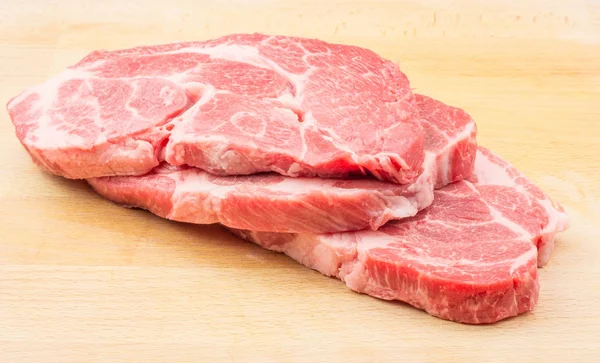 Carne Crua Porco Pescoço Corta Vista Superior Isolada Sobre Fundo — Fotografia de Stock
