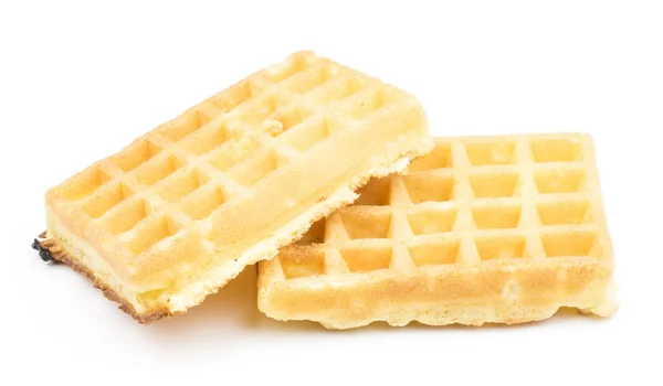 Traditionelle Waffel Belgisch Isoliert Auf Weißem Hintergrund Zwei Süße Zarte — Stockfoto