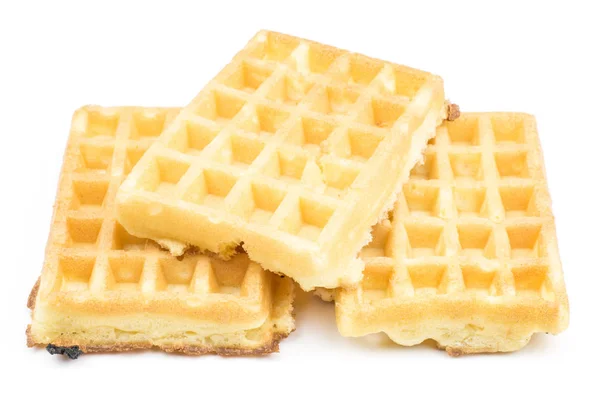 Traditionelle Waffel Belgisch Isoliert Auf Weißem Hintergrund Drei Süße Weiche — Stockfoto