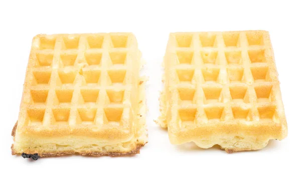 Traditionelle Waffel Belgisch Isoliert Auf Weißem Hintergrund Zwei Süße Zarte — Stockfoto