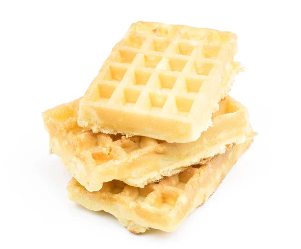 Drei Traditionelle Waffeln Belgisch Isoliert Auf Weißem Hintergrund Süße Zarte — Stockfoto