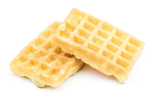 Zwei Traditionelle Waffeln Belgisch Isoliert Auf Weißem Hintergrund Süße Zarte — Stockfoto