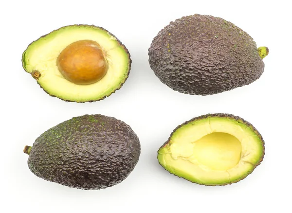 Avocado Mønster Top View Isoleret Hvid Baggrund Moden Grøn Brun - Stock-foto