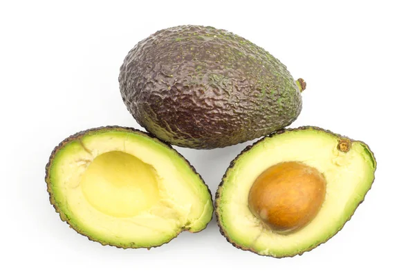 Avocado Groen Bruin Bovenaanzicht Geïsoleerd Een Witte Achtergrond Rijpe Alligator — Stockfoto