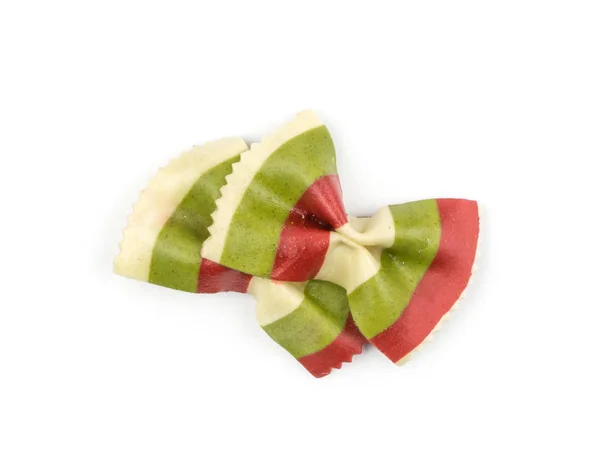 Farfalle Pasta Med Grön Spenat Och Rödbeta Isolerad Vit Bakgrund — Stockfoto