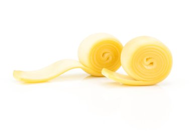 Slovak krem peynir iki adet beyaz adam izole füme