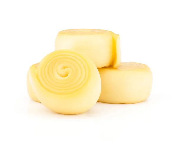 Slovak Smoked Cheese Isolated White Background Four Piece — Stock Photo, Image