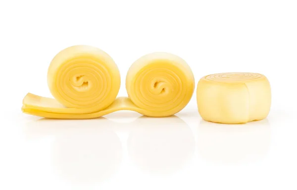 Slovak Smoked Creamy Cheese Isolated White Background Three Piece — Stock Photo, Image