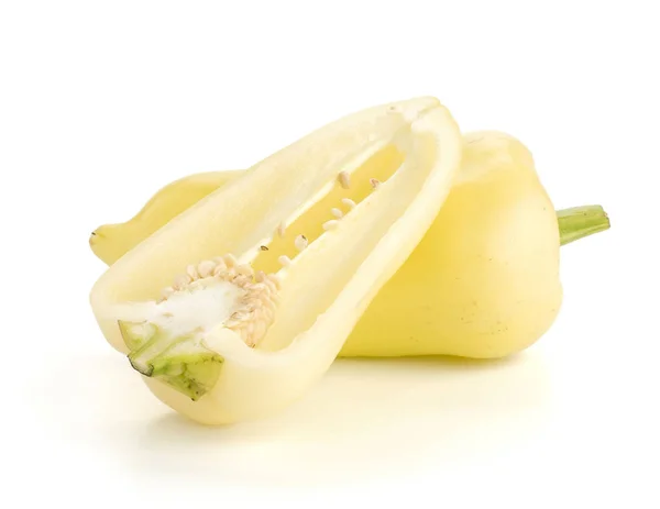 Bílé Papriky Maďarská Paprika Jednu Sekci Napůl Jeden Celý Izolovaných — Stock fotografie