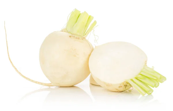 White Radish Bulb One Half Isolated White Backgroun — Stock Photo, Image