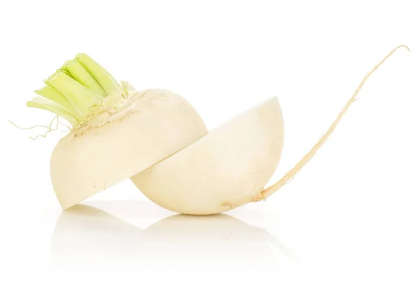 Sliced White Radish Bulb Isolated White Background Two Halve — Stock Photo, Image