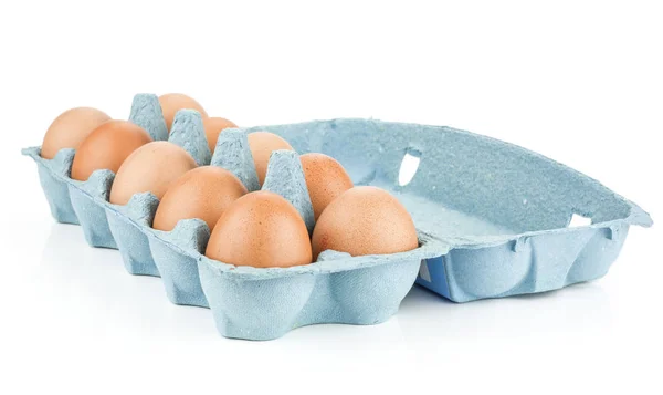 Kahverengi Tavuk Yumurtası Beyaz Arka Plan Sette Izole Bir Açık — Stok fotoğraf