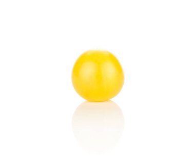 Beyaz adam izole sarı üzüm kiraz domates