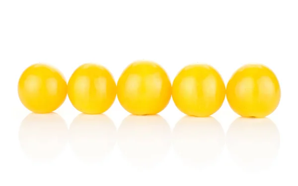 Żółty Grape Pomidory Cherry Białym Tle Tło Pięciu — Zdjęcie stockowe