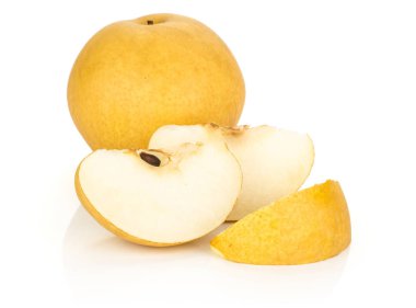 Bir Çin altın armut üç beyaz adam izole Nash'e çeşitli dilimler