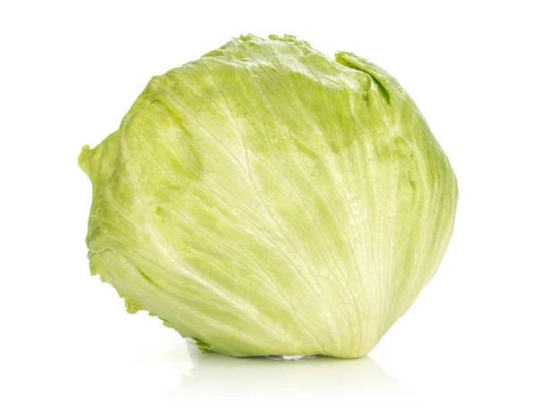 Iceberg Lettuce Isolated White Background One Fresh Green Cabbage Hea — Stock Photo, Image